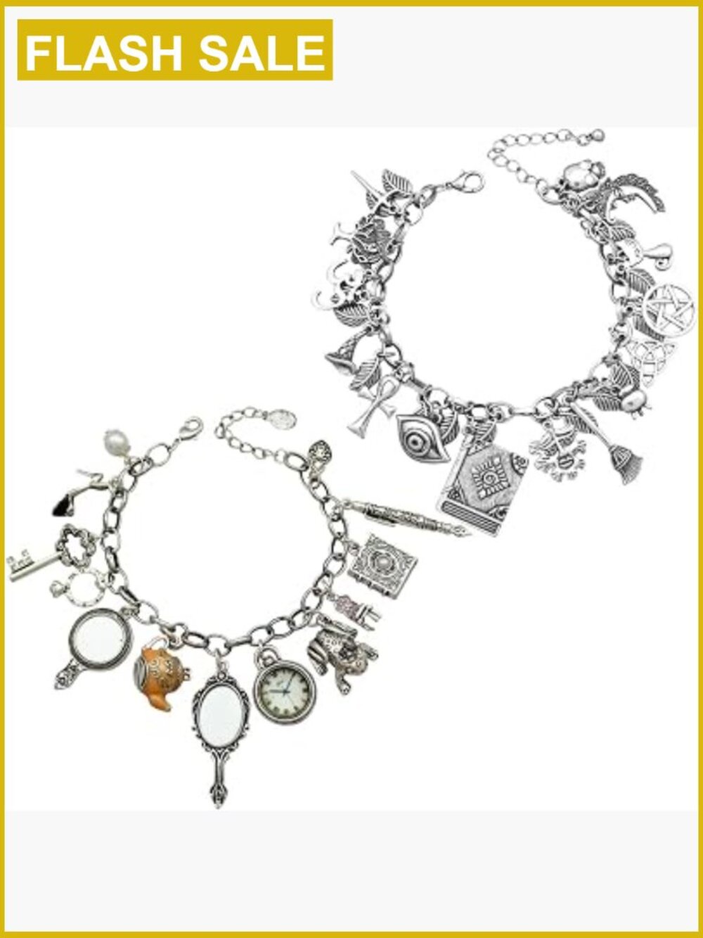 Vintage Mythical Charm Friendship Cuff Bangle Bracelet Set Wicca